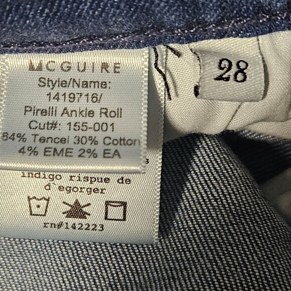 McGuire Pirelli Ankle Roll Jeans Womens Size 28 Mid Rise Dark Wash Denim Pants - Picture 5 of 5